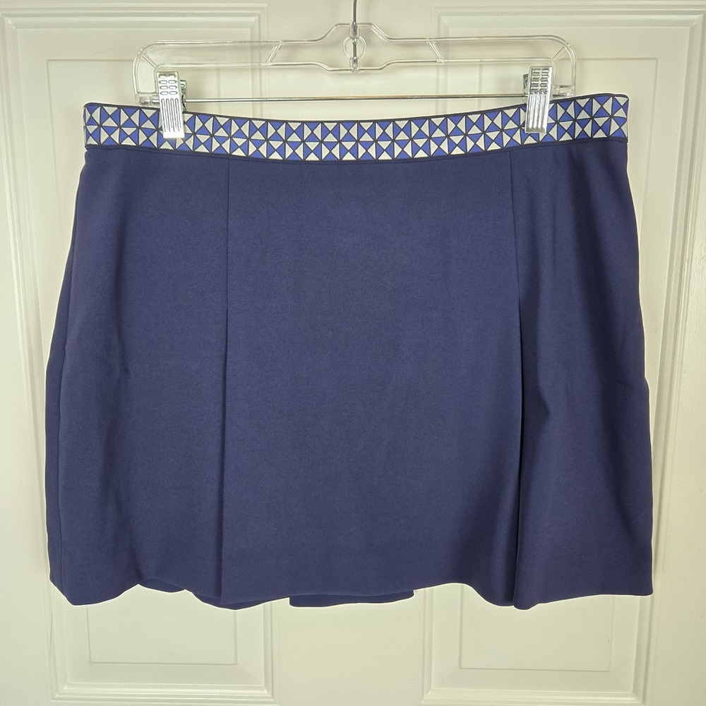 Tory Burch Sport Tech Twill Golf Skirt Skort Navy Blue Size 14 Pickleball Pleats